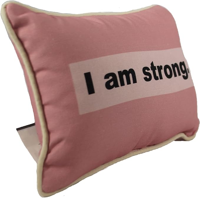 I Am Strong Pillow pink - side view 2