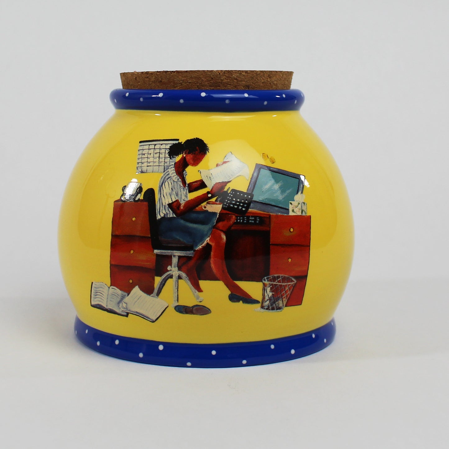 Careers Jar Annie Lee, Yellow decorative jar - side 1