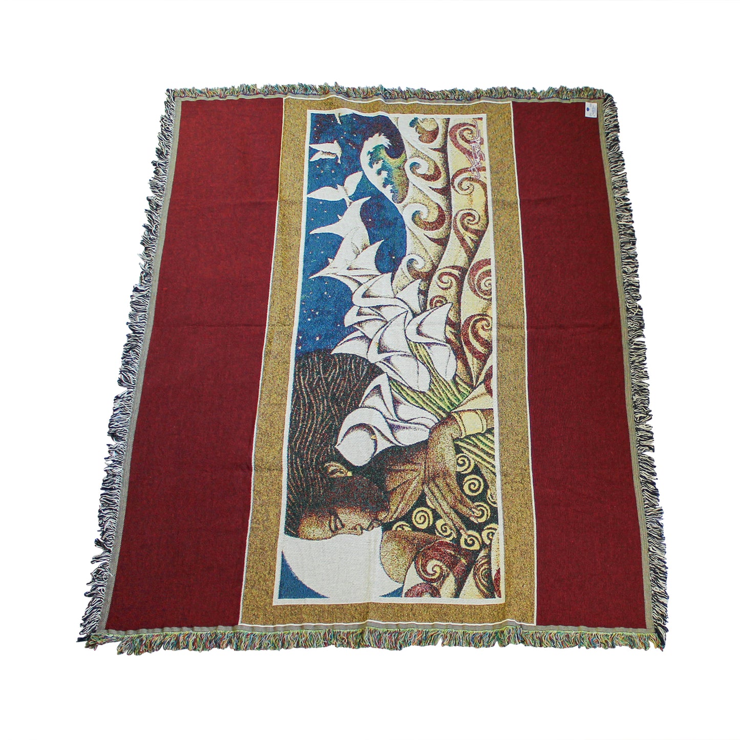 Woman on the Waves Throw Blanket flat.