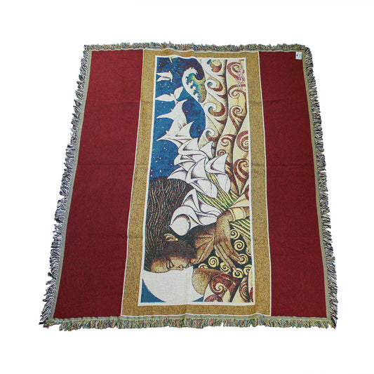 Woman on the Waves Throw Blanket flat.