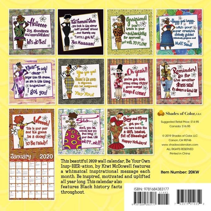 Kiwi McDowell InspHERation 2020 calendar back