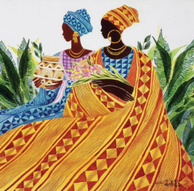 Ne'Qwa Art Glass Ornament "Two Sisters" by Keith Mallett