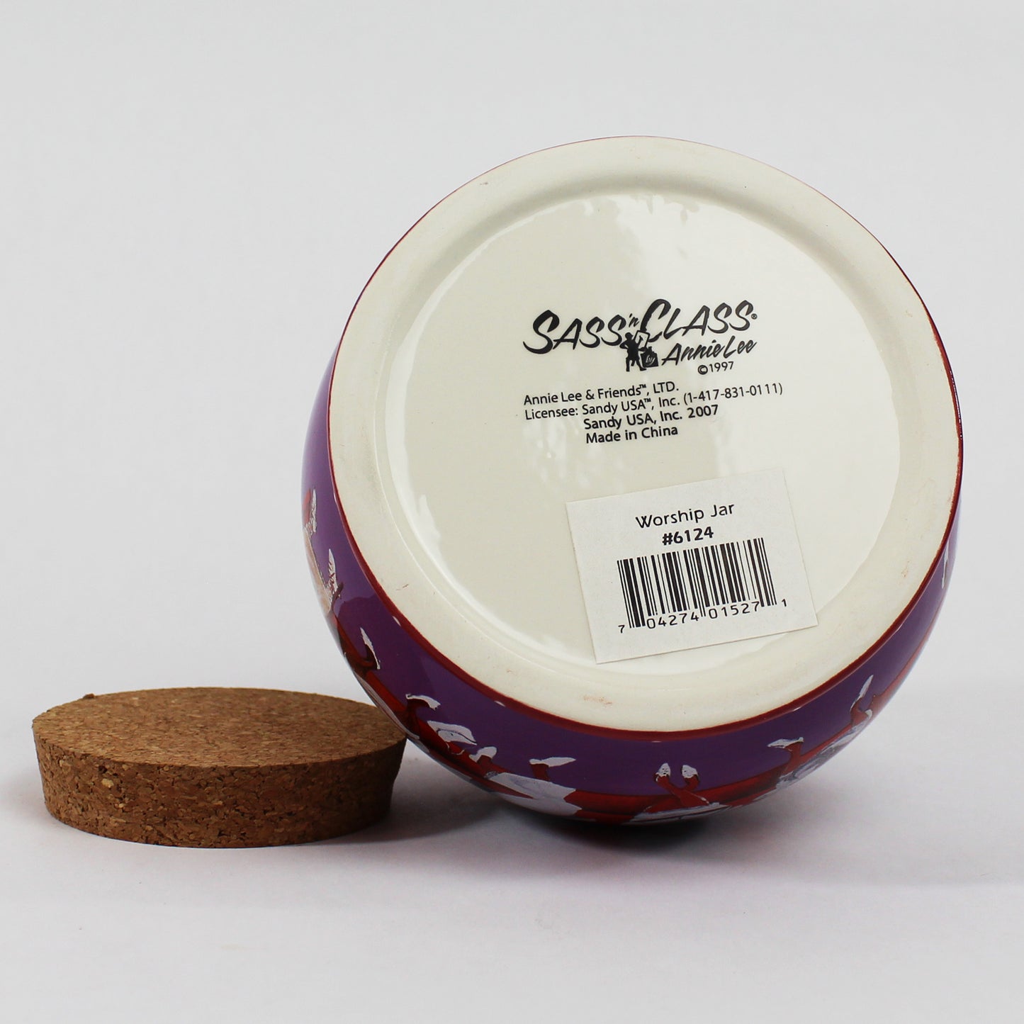 Annie Lee Worship Jar #6124. Purple and red - bottom