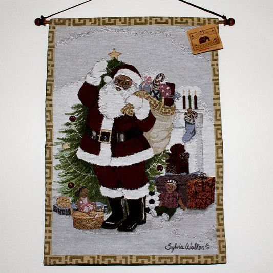 Black Santa Greeting Wall Hanging 26x18