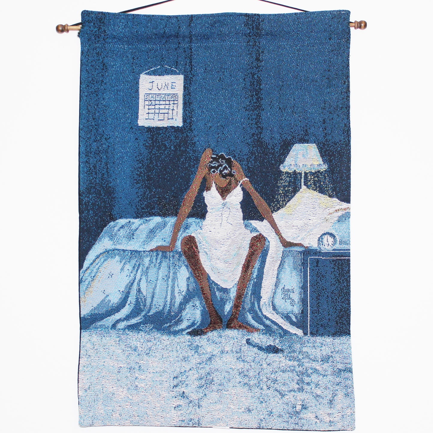 Blue Monday Wall Hanging Tapestry, art by Annie Lee