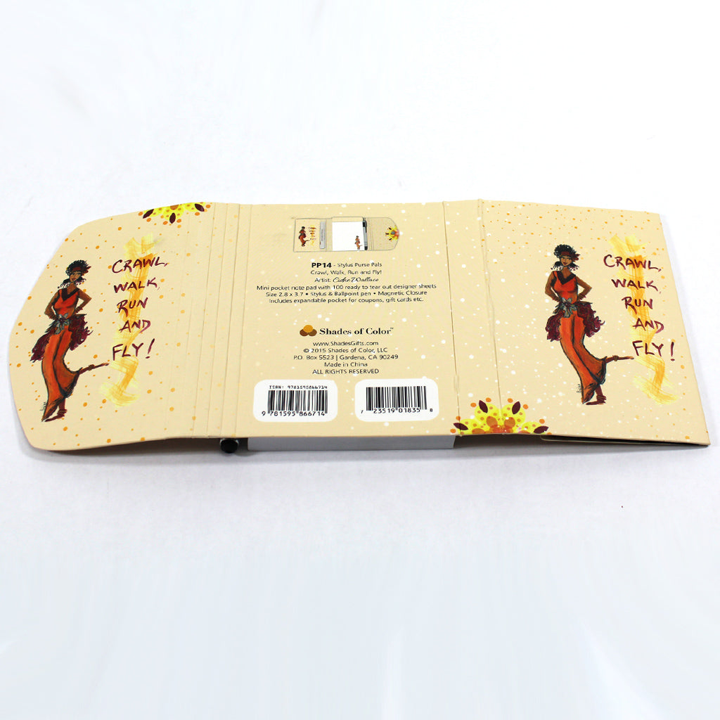 Crawl, Walk, Run and Fly! Stylus Purse Pal back open