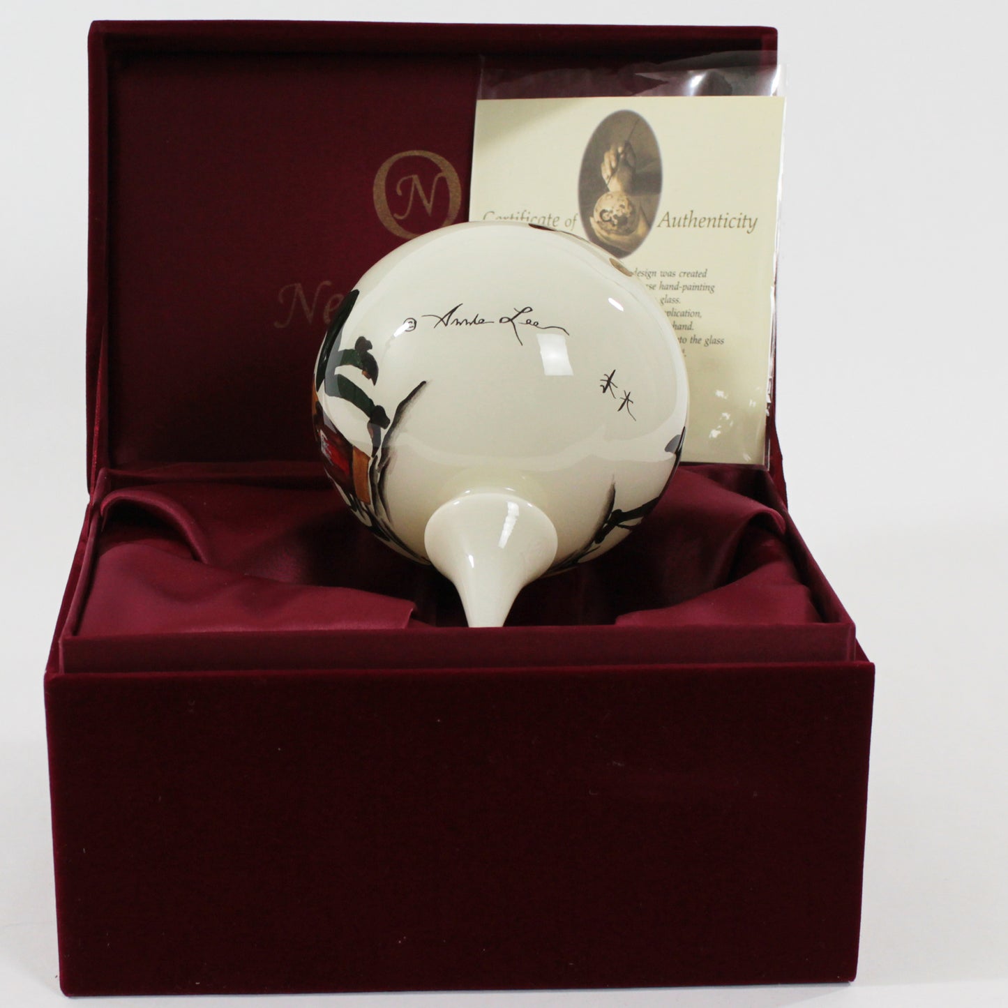 Rejoice Ne'Qwa Art Glass Ornament by Annie Lee back 1
