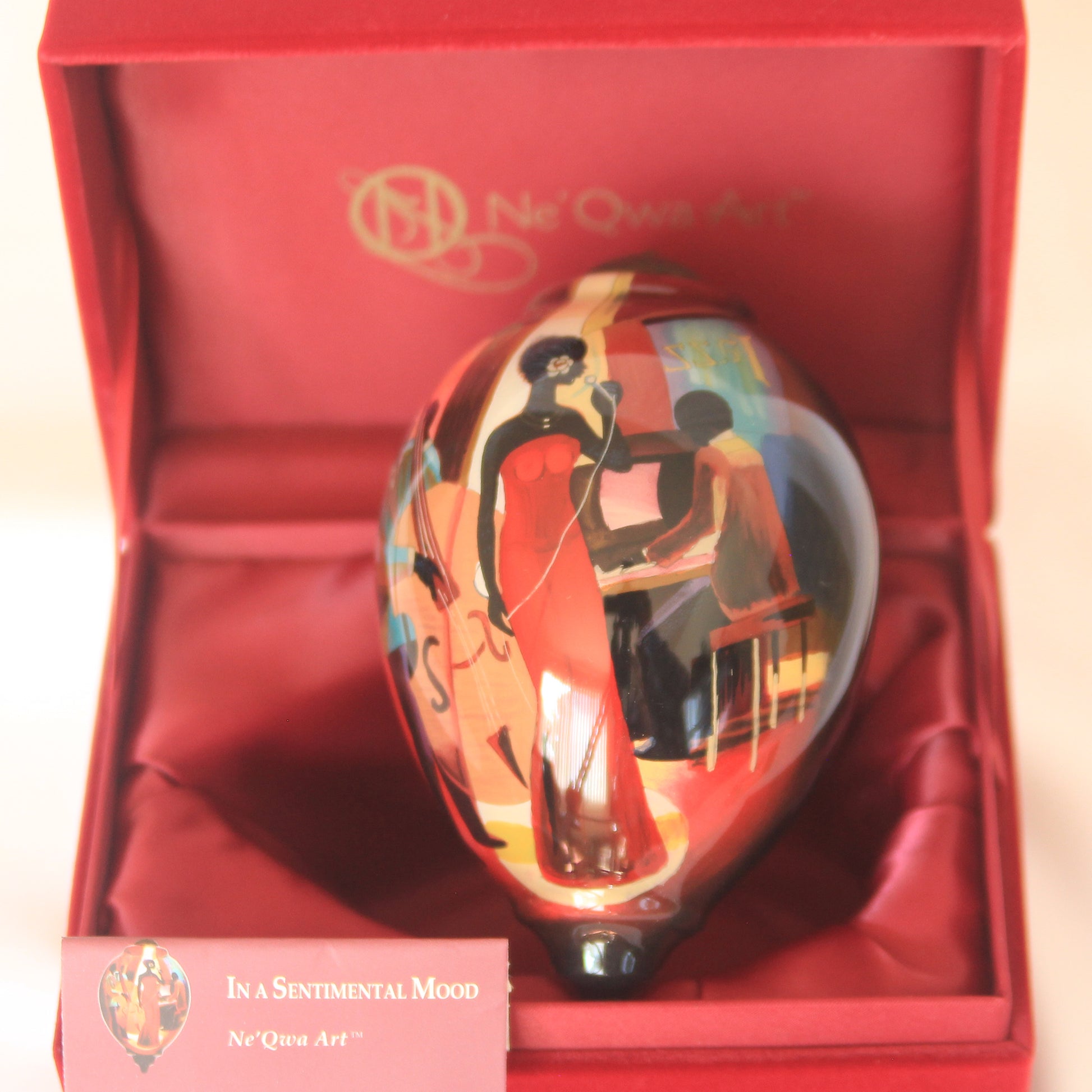 In a Sentimental Mood ne'qwa ornament in red satin gift box