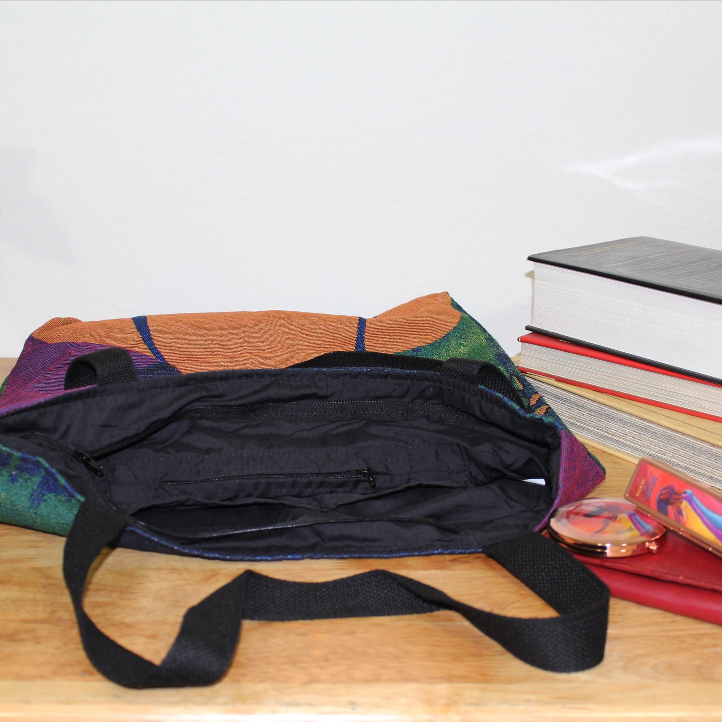 Believe, Blossom & Become Woven Tote with 3 interior pockets