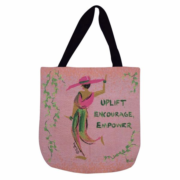 pink Uplift, Encourage, Empower Woven Tote Bag