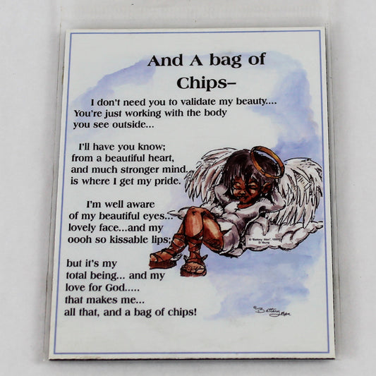 A Bag Of Chips Black Angel Magnet by Donald Young