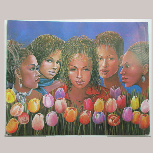 Black Women with Tulips Unframed Print