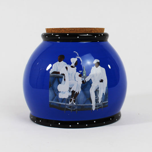 Annie Lee White Tie Only Jar #6127. Blue - front