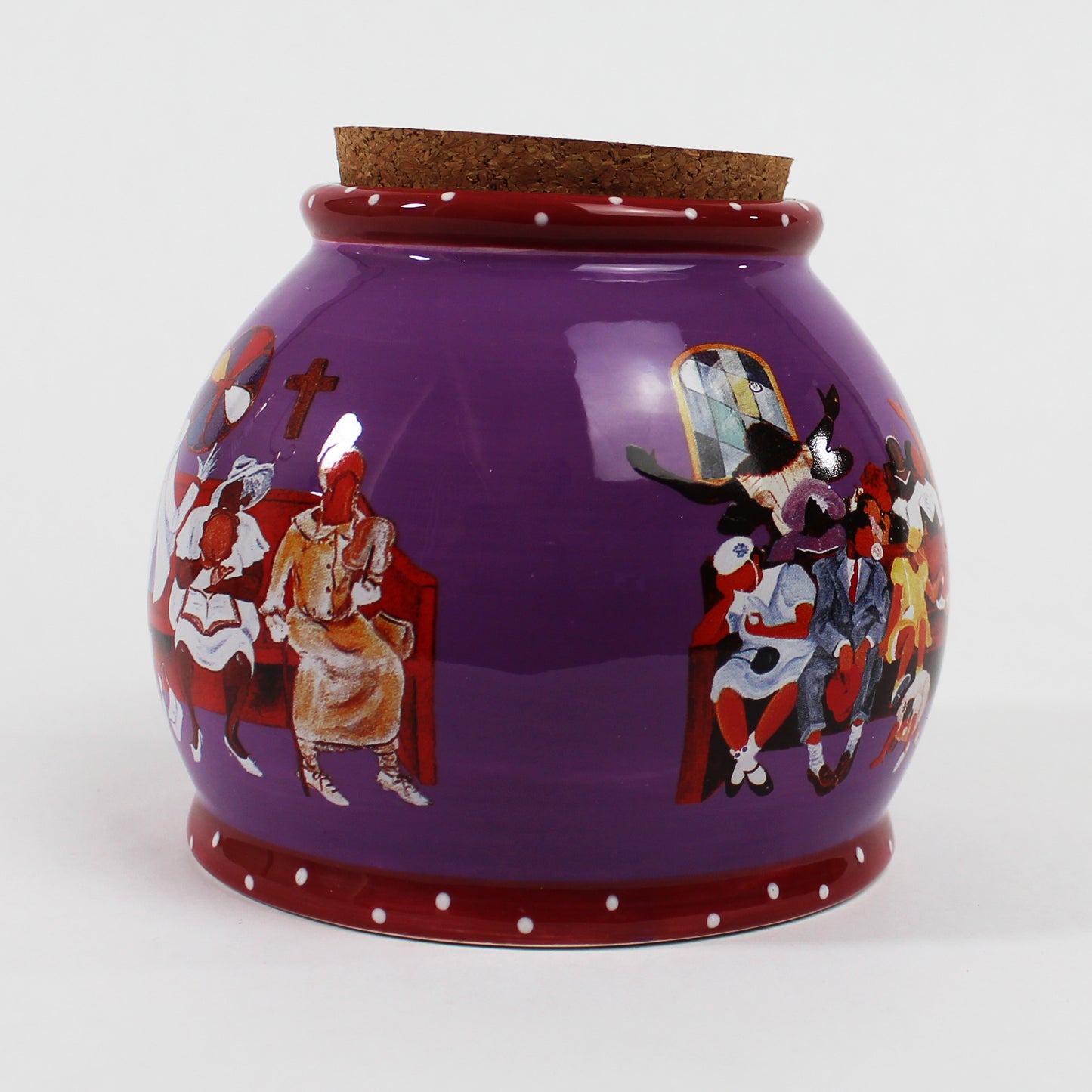 Annie Lee Worship Jar #6124. Purple and red - side 1