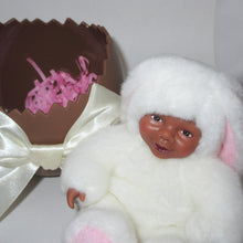 Load image into Gallery viewer, Anne Geddes Black Baby Bunny in Easter Egg closeup
