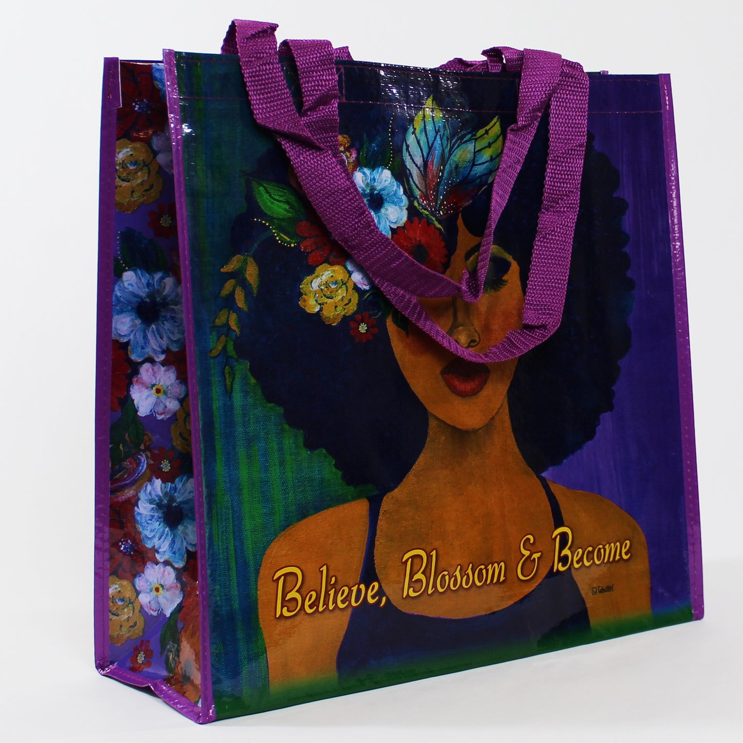 Believe, Blossom & Become Reusable ECO Shopping Tote Bag back