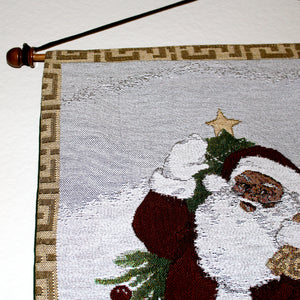 Black Santa Greeting Wall Hanging jacquard detail