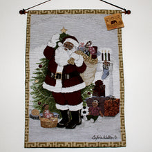 Load image into Gallery viewer, Black Santa Greeting Wall Hanging 26x18
