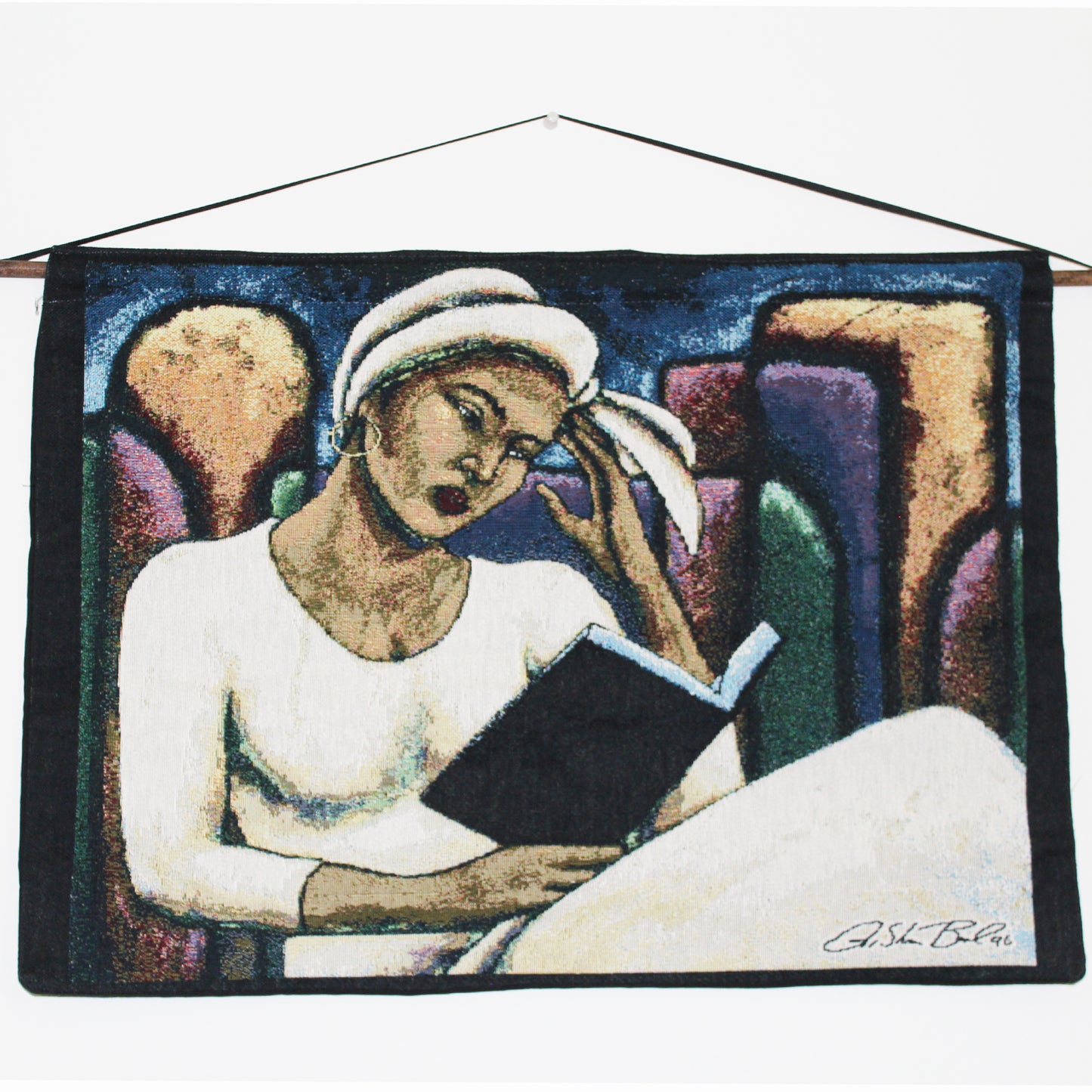 In Deep Thought Tapestry Wall Hanging, art by LaShun Beal