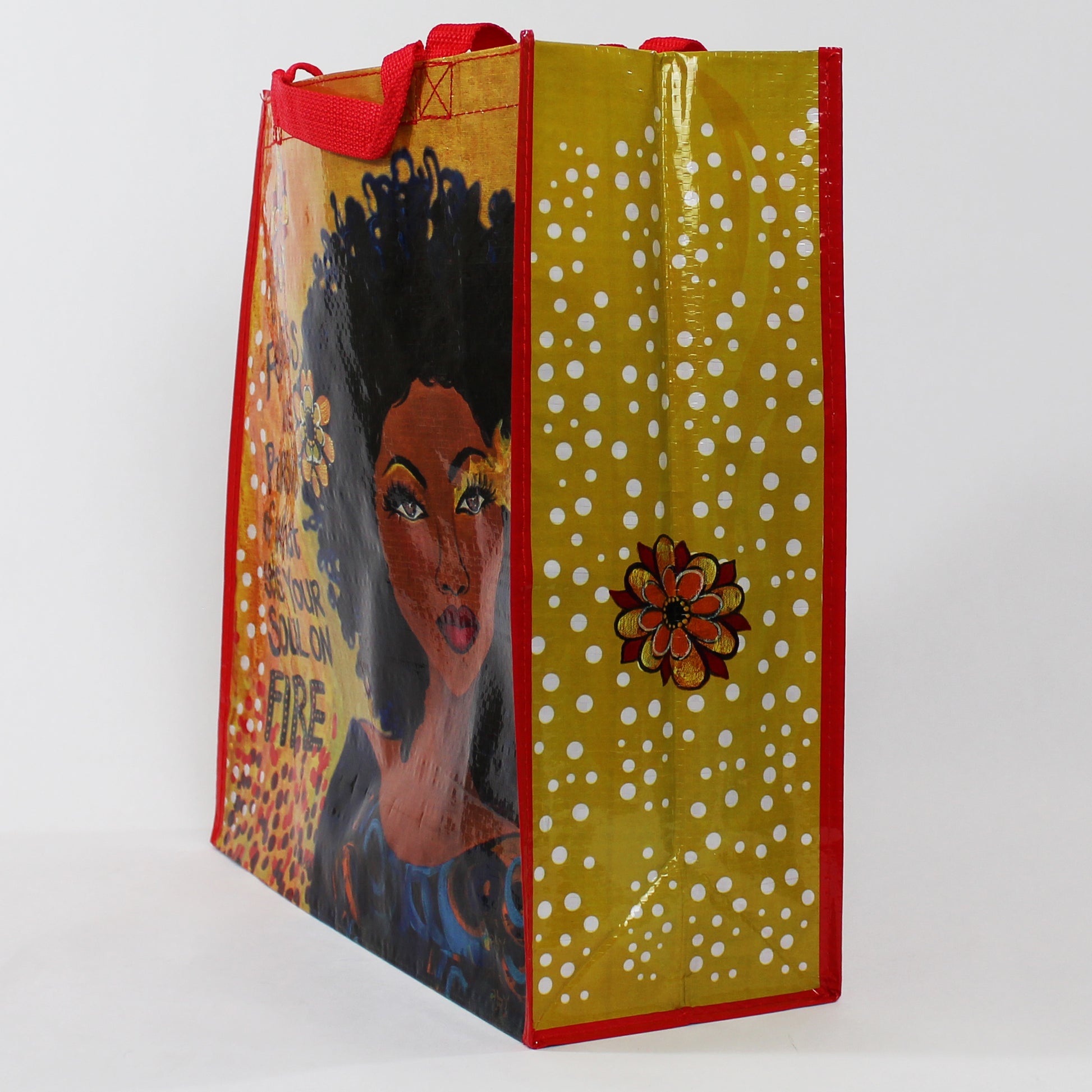 Soul On Fire Reusable ECO Shopping Tote Bag angled