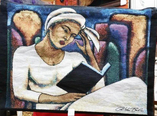 In Deep Thought Tapestry Wall Hanging, artwork by LaShun Beal alt view