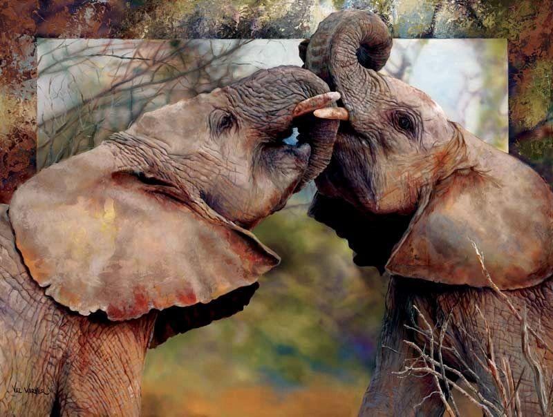 Smoochin Elephants Puzzle By Val Warner