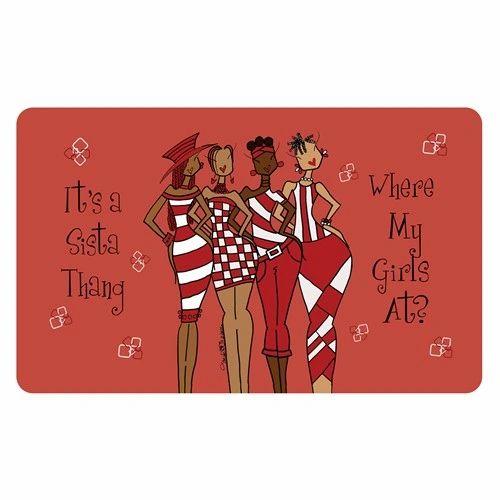 It's A Sista Thang Interior Floor Mat crimson and cream