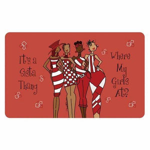 It's A Sista Thang Interior Floor Mat crimson and cream
