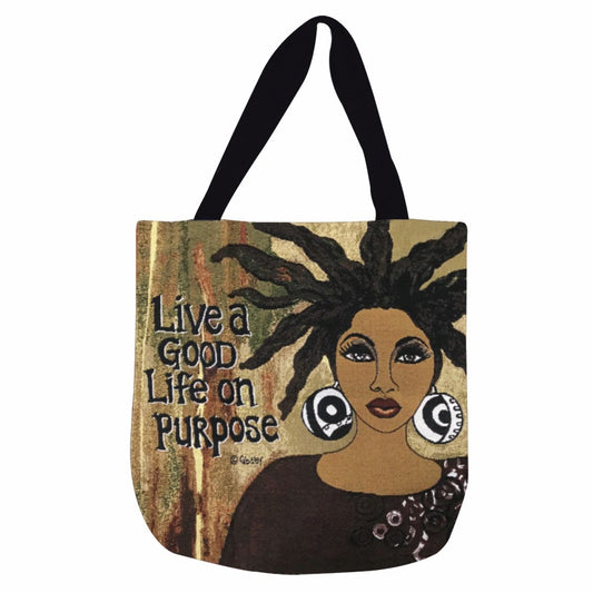 Live A Good Life On Purpose Woven Tote Bag