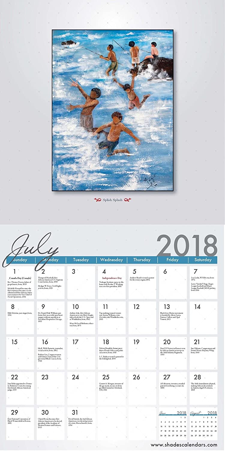 2018 African American Wall Calendar with Genuine Black Art Matching Gift Envelope To Preserve Your Calendar Includes Black History Facts All Year Round