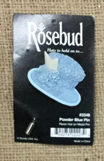 Powder Blue Rosebud Hat Pin