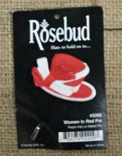 Load image into Gallery viewer, Women In Red Rosebud Hat Pin
