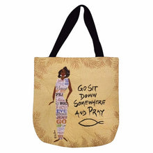Load image into Gallery viewer, Go Sit Down Somewhere And Pray Woven Tote Bag
