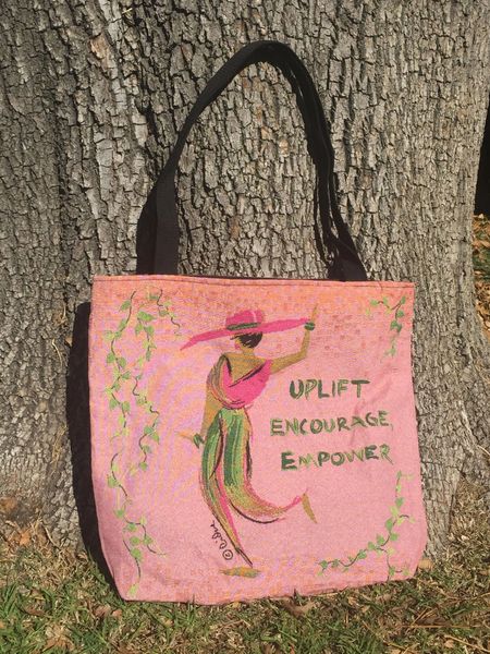 Uplift, Encourage, Empower Woven Tote Bag - by Cidne Wallace
